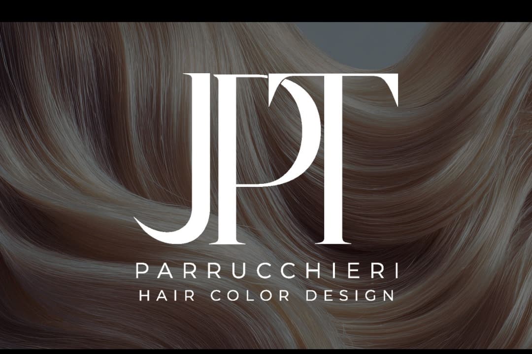 Logotipo JPT Parrucchieri su fondo di capelli