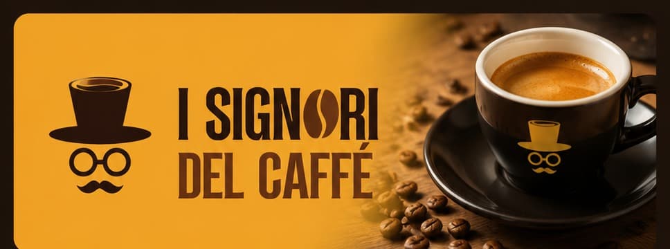 Logotipo I Signori del Caffè su sfondo giallo con tazzina